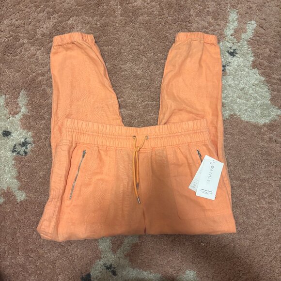 NWT ATHLETA Cabo Linen Jogger Pants Women's Size 14 Peach 530642 Soft Cozy Warm - Picture 3 of 9